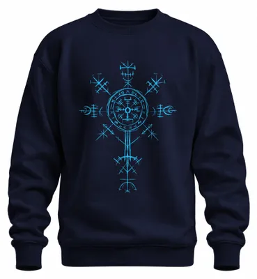 Produktbild von Vegvisir Wikinger Runenkompass Nordisch Schutzsymbol Sweatshirt Pullover, Navy, XL