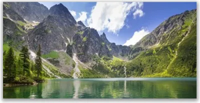 Produktbild von Tulup Leinwand-Bilder 140x70 Wandbild Canvas Kunstdruck Gebirge See Landschaft