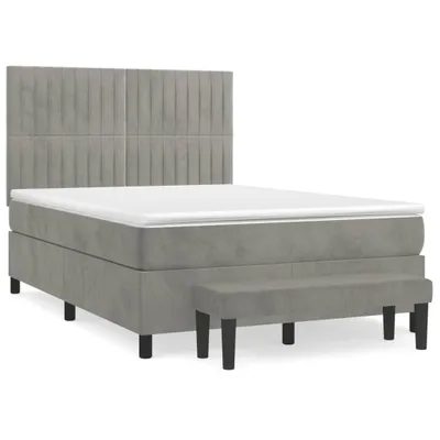 Image de vidaXL Lit boxspring avec matelas gris clair 140x200 cm velours