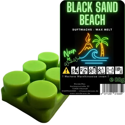 Produktbild von WonderWax Neon Duftriegel 6 x Duftwachs Kreise Wachsmelt Duftwachs Raumduft für Duftlampen Soja Wachs Melts Duftmelt Aroma Wellnes Kerzen Wärmer Wax Tarts Black Sand & Beach
