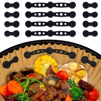 Produktbild von 12 Stück Heißluftfritteuse Airfryer Magnete für Backpapier - Silikon Magnete für Airfryer Backpapier Befestigungsschnalle Magnetische Silikonschnalle