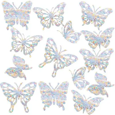 Produktbild von 14 Stück Regenbogen-Fensteraufkleber, Schmetterlings-Aufkleber zur Vermeidung von Vogelschlägen, Sonnenaufkleber, Regenbogenprisma zur Vermeidung von Vogelschlägen, Fensterdekoration für zu Hause