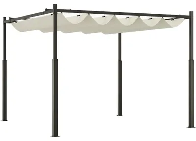 Obrázok produktu pre Pergola, záhradná altán – kovová, 3x3 m – nastaviteľná strecha – samostatná – ochrana proti UV žiareniu 30+ – béžová / krémová