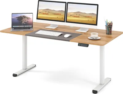 Immagine prodotto di COSTWAY scrivania regolabile in altezza 140 x 70 cm, scrivania in piedi con funzione di memoria e gestione dei cavi, scrivania per computer, natura