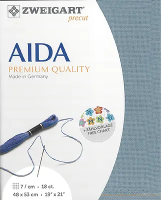 Zdjęcie produktu dla AIDA Zweigart precut 18 ct. Aida 3793 kolor 5020 ciemnoniebiesko-szary, tkanina do haftu krzyżykowego 48x53cm