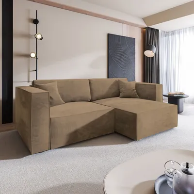 Produktbild von Masseno Ecksofa NERIO M mit Schlaffunktion L-Form, Sofa mit Bettkasten, Wohnzimmersofa, Couch, Soffa, Bettsofa, Couchgarnitur- Beige, MONOLITH 09