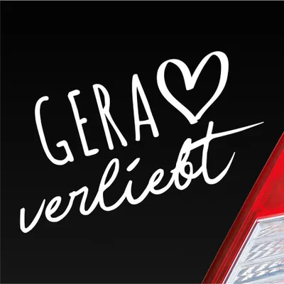 Produktbild von Auto Aufkleber Gera verliebt Herz Stadt Heimat Liebe Car 19x10 cm Weiss Matt Sticker Heckscheibenaufkleber
