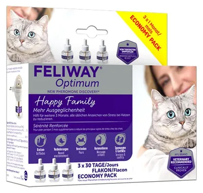 Immagine prodotto di Feliway Optimum, flacone di ricarica, 3 confezioni da 30 giorni