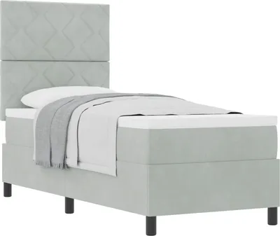 Obrázek produktu pro vidaXL Skříňová postel s matrací světle šedá 80 x 200 cm látka
