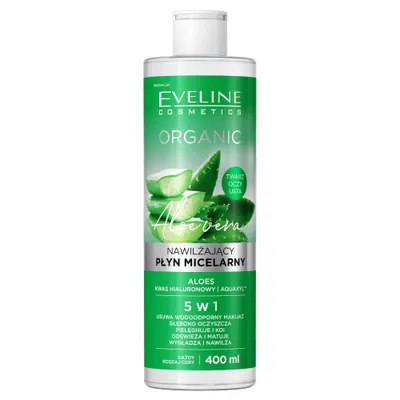 Zdjęcie produktu dla Eveline Cosmetics Organic Nawilżający płyn micelarny do demakijażu z aloesem, 400ml