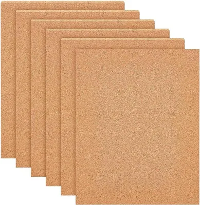 Productafbeelding van Zelfklevende kurkplaten - Set van 6 - 30 x 21 cm - Kurktegels - Kurkmat met zelfklevende achterkant voor wanddecoratie - Feest en knutselwerk