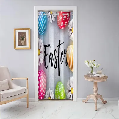 Obrázok produktu pre Záves na dvere, nepriehľadný, termoizolačný, zatemňovací, 130x200 cm, s motívom margarétok