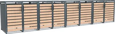 Obrázek produktu pro Kovový odpadkový koš Westmann Lacina 8x240 L vzhled antracit/dřevo 80x528x116 cm