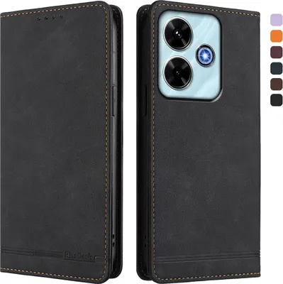 Produktbild von Hülle für Xiaomi Redmi 13 4G, Retro Kunstleder Ständer Klapphülle mit Kartenfächer und Magnetische Schwarz