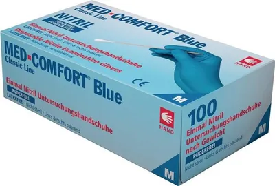 Image de AMPri  100x  Gants  jetables  Med  Comfort  Bleu  Taille  M  bleu  -  01192-M