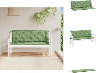 Produktbild von vidaXL Gartenbank-Auflagen 2 Stk. Blattmuster 150x50x7 cm Stoff - Sitzpolster