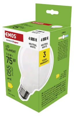 LED žárovka Filament G95 / E27 / 7,8 W (75 W) / 1055 lm / neutrální bílá