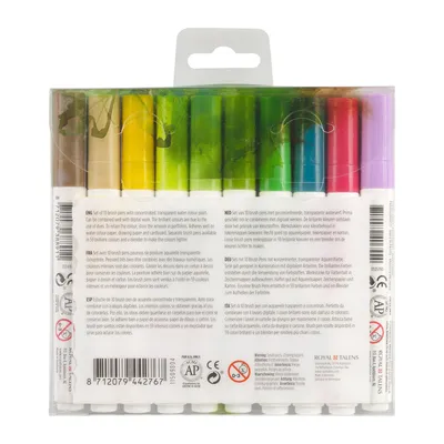 Zdjęcie produktu dla Talens 11509804, Zielony, Pastela, Sepiowy, Żółty, Wielobarwny, Pastel violet, carmine, fir green, forest green, bronze green, pastel green, spring green, deep..., 10 kol., Końcówka pędzlowa, Prostokąt