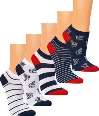 Produktbild von Bio Sneaker Socken mit 98% Biobaumwolle maritim Uni Gr. 36/41 weiße Blockstreifen blaue Ringel