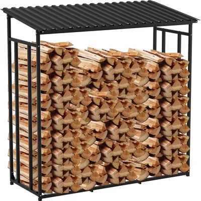 Produktbild von Vigevee Kaminholzregal mit Dach 185 x 70 x 185 cm, belastbar bis 660 kg, Holzlager aus Metall mit Abdeckplane