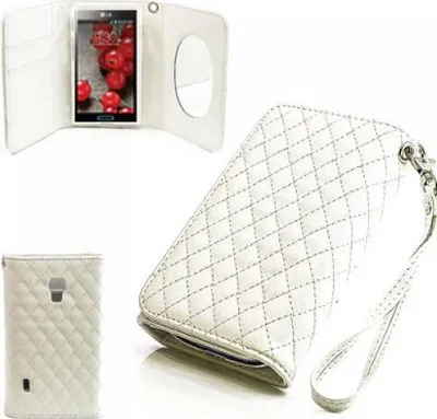 Produktbild von LG Optimus L7 II (P710) Booksytle Handtasche Mirror Weiss