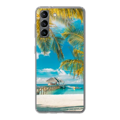 Produktbild von MuchoWow® Handyhülle Schutzhülle Hülle für Samsung Galaxy S21 Strand - Palme - Meer Silikon Softcase Handy Hülle - Softcase