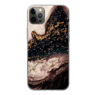 Produktbild von MuchoWow® Handyhülle Schutzhülle Hülle für iPhone 13 Pro Max Naturstein - Gold - Schwarz Silikon Softcase Handy Hülle - Mobiltelefon