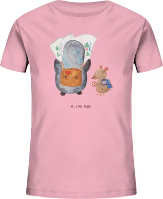 Produktbild von Mr. & Mrs. Panda Kleinkinder T-Shirt Pinguin & Maus Wanderer 9-11 Jahre (134/146) - Baumwolle Pink - Geschenk, Teenager, Wandern, Abenteuer, Kinder Jungen, Kindershirt