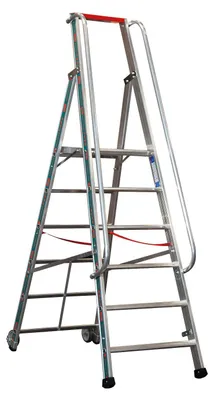 Produktbild von Euro-Profi Alu Podestleiter mit großem Standpodest Mod. S326 - Stufenanzahl: 6, Länge: 2,50 m