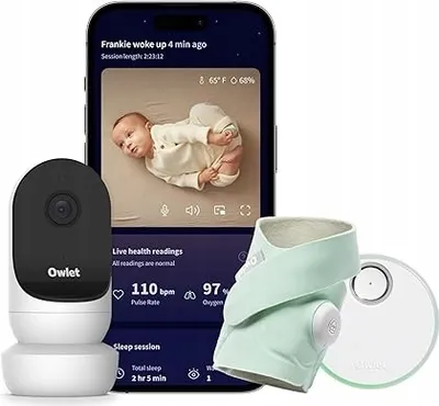 Zdjęcie produktu dla Niania elektroniczna Owlet Dream Sock & Cam 2 Bundle pulsoksymetr miętowy