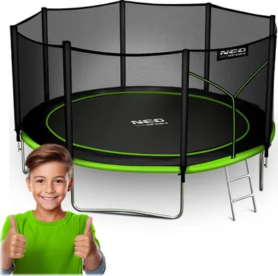 Zdjęcie produktu dla Trampolina ogrodowa 12ft/374cm z siatką zewnętrzną i drabinką Neo-Sport