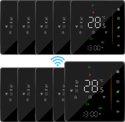 Zdjęcie produktu dla inteligentny termostat pokojowy 10X WiFi, elektryczne ogrzewanie podłogowe WiFi, sterowanie ogrzewaniem głosowym APP kompatybilne z Alexa/Google dla domu 16A - czarny