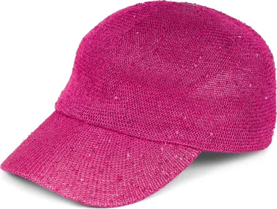 Produktbild von styleBREAKER Damen Sommer Baseball Cap gewebt mit Pailletten | Luftiges Basecap mit Metallschnalle verstellbar | Einfarbige Schildkappe für Strand und Freizeit
