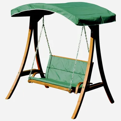Produktbild von ALEOS Design Hollywoodschaukel Gartenschaukel Schaukelbank RIO aus Holz Lärche mit Dach und Polsterauflage grün