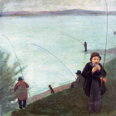 Obrázek produktu pro August Macke art print obrázek - Rybář na Rýně, 1907 (70 x 70 cm)