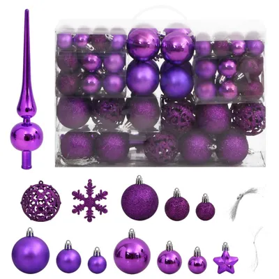 Produktbild von 111-tlg. Weihnachtskugel-Set Lila Polystyrol