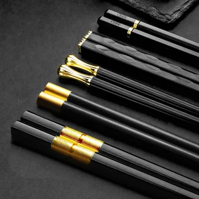 Produktbild von Wiederverwendbare Fiberglas Essstäbchen Set, 5 Paare, 24 cm, Rutschfest, Spülmaschinenfest, für Sushi