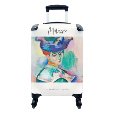 Produktbild von MuchoWow® Koffer Handgepäck Trolley Rollkoffer Kleine Reisekoffer mit 4 Rollen - Matisse - Kunst - Die Frau mit dem Hut - Cabin Size < 55x40x23 cm & 55x40x20 cm - Fotokoffer - Kabinenkoffer - Boardgepäck - Reise-Box - Reisekoffer - Reisegepäck - Koffer mit Bild - Trolley für Kinder
