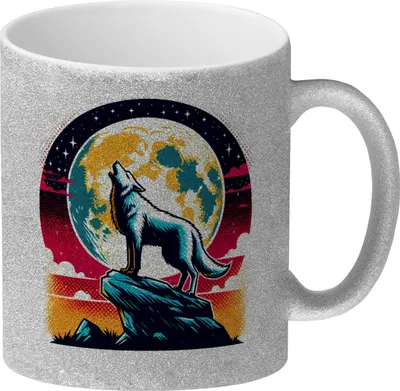 Produktbild von Wolf Vollmond Glitzer-Kaffeebecher