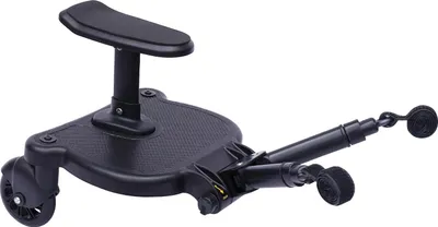 Produktbild von Universal Buggy Board für Kinderwagen - 2-in-1 Mitfahrbrett mit abnehmbarem Sitz - passend für die meisten Kinderwagen - bis 25 kg - Schwarz