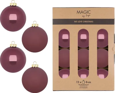 Produktbild von Weihnachtskugeln Glas 8cm 12 Stück - Dusty Rose