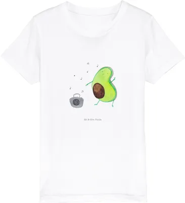 Produktbild von Mr. & Mrs. Panda Kleinkinder T-Shirt Avocado Tanzen 7-8 Jahre (122/128) - Weiß - Geschenk, Kinder Mädchen, Kindershirt, Singen, Party, Teenager, Baumwoll, Feier, Musik