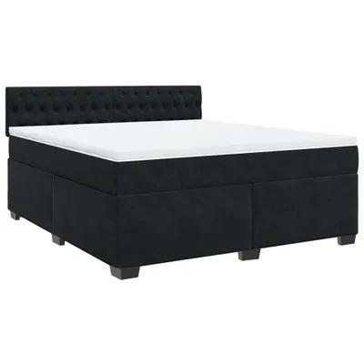 Produktbild von Boxspringbett mit Matratze Schwarz 180x200 cm Samt