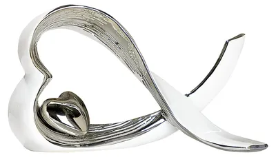Zdjęcie produktu dla Dekoracyjny element, serce, "Herz", ceramika, biały, srebrny, długość: 9 cm, szerokość: 25 cm, wysokość: 15 cm, numer produktu: 33943, kod kreskowy: 4009079339437, zestaw 2 sztuk (sortowany)
