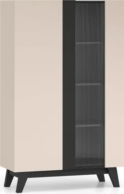 Produktbild von Vitrine Freshion Vitrinenschrank 95x40x155cm Kaschmir schwarz 2-türig