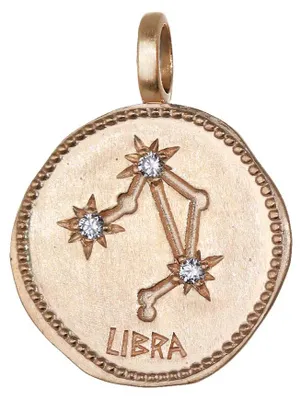 Productafbeelding van Weegschaal sterrenbeeld, verguld met 18 karaat goud, 16 mm kettinghanger, horoscoop, zodiak