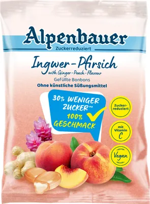 Produktbild von Alpenbauer Ingwer Pfirsich gefüllte Bonbons zuckerreduziert 60g