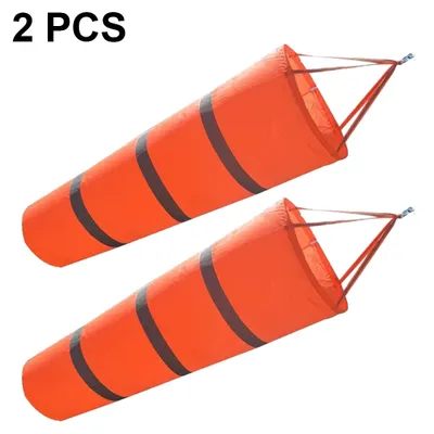 Produktbild von 2 Stück Windsack mit Reflex, Windsack mit Reflex, Flughafen-Windsack mit Reflex, geeignet für Flughäfen, Industriestandorte, Meteorologie, Landwirtschaft, orange + grau