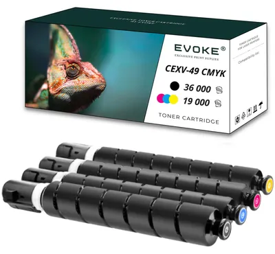 Obrázok produktu pre Kompatibilné tonerové kazety Evoke pre tlačiarne Canon C-EXV49 CEXV49, 4 ks (CMYK): čierna, azúrová, purpurová, žltá, pre modely imageRUNNER ADVANCE C3020, C3320, C3325i, C3330i