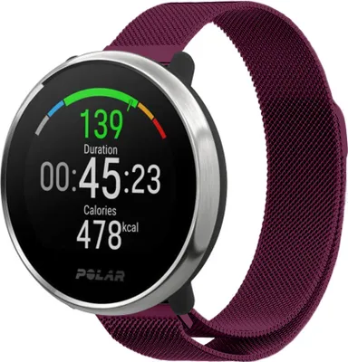 Produktbild von Strap-it Milanese Armband - Kompatibel mit Polar Ignite Armband Ersatzarmband Edelstahl Armband mit Magnetverschluss Sportuhr zubehör für Polar Unite Armband Violett